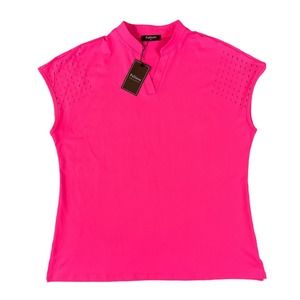 Felisou Womens XLarge Top Silky Lightweight Pink Blouse Short‎ Sleeveless Shirt